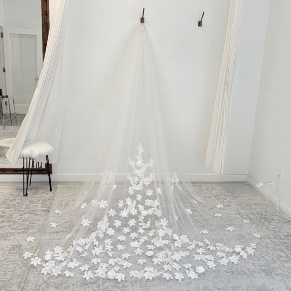 Custom 3D Floral Cathedral Length Veil